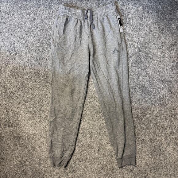 Adidas Pants Youth Small Gray Joggers AEROREADY 3-Stripes Cuffed Sweatpants - Picture 1 of 16